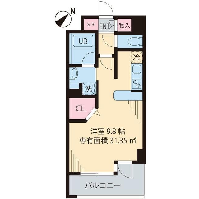 使いやすい1Rタイプ(間取)