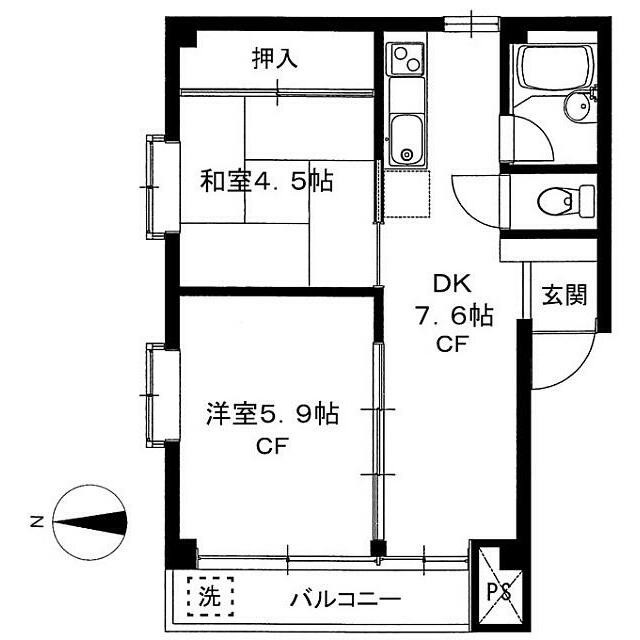角部屋・2K(間取)