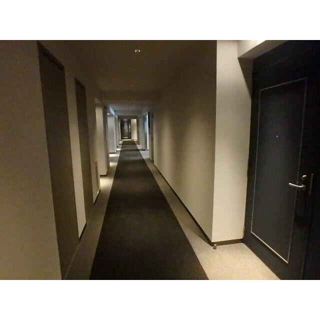 共用廊下です。ホテルライクなカーペット敷き内廊下仕様です