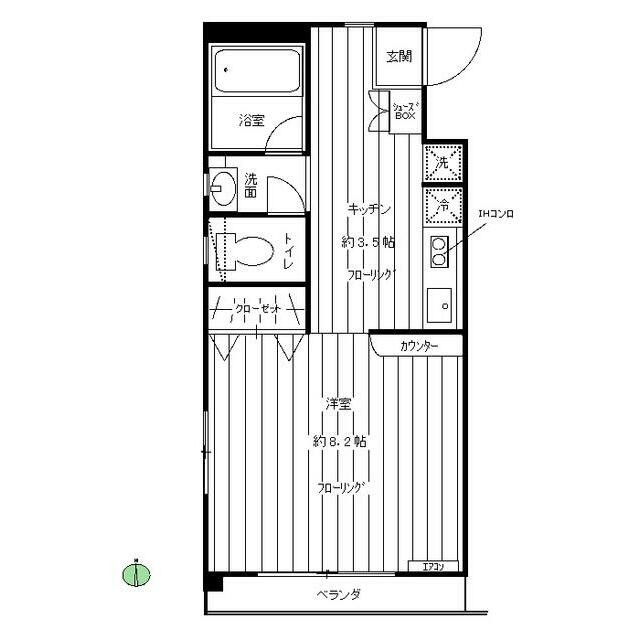 広めの1Kタイプです(間取)