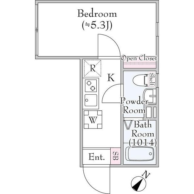 過不足ない1Kタイプのお部屋です(間取)