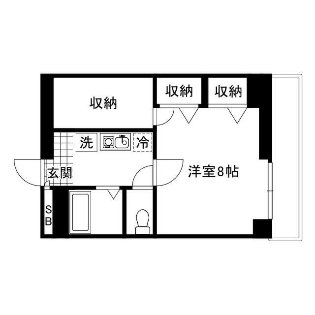契約最初の家賃が1ヶ月分無料（フリーレント1ヶ月）で初期費用が安いです。(間取)