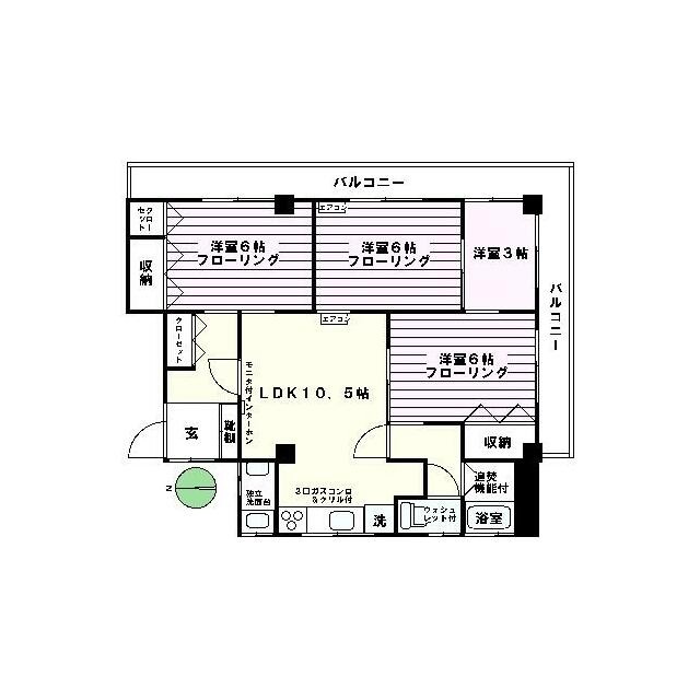 洋室6帖！洋室6帖！洋室6帖！サービスルーム洋室3帖！LDK10．5帖！バス！トイレ！(間取)