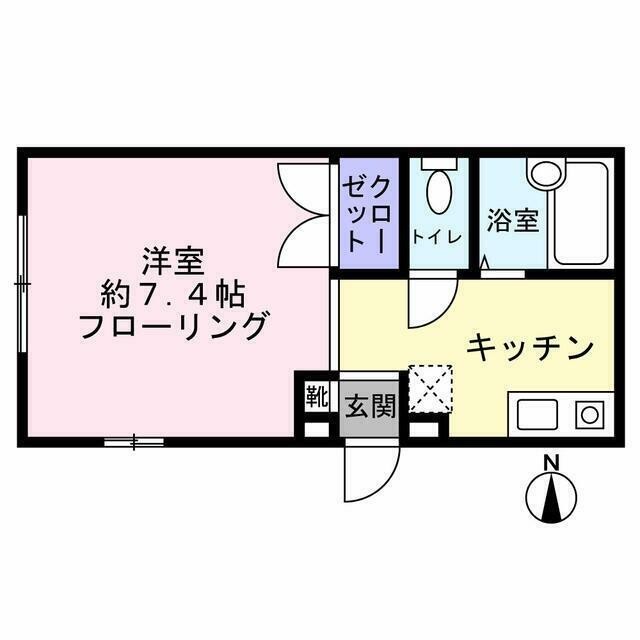 独立棟角部屋・1K間取り(間取)