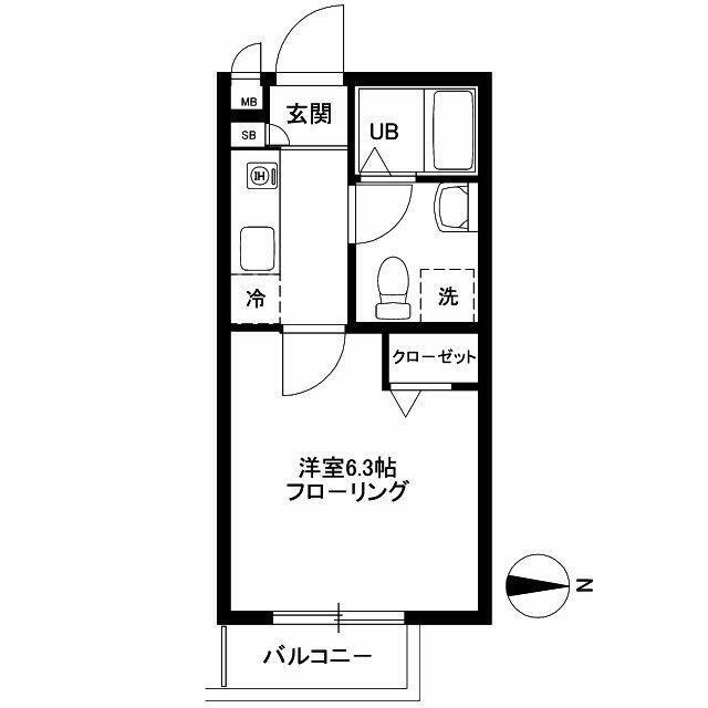 バス・トイレ別☆エアコン有の1K★(間取)